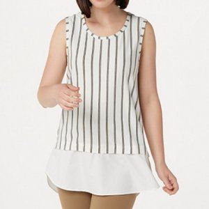 Kathleen Kirkwood Striped Tank with Shirttail Hem,